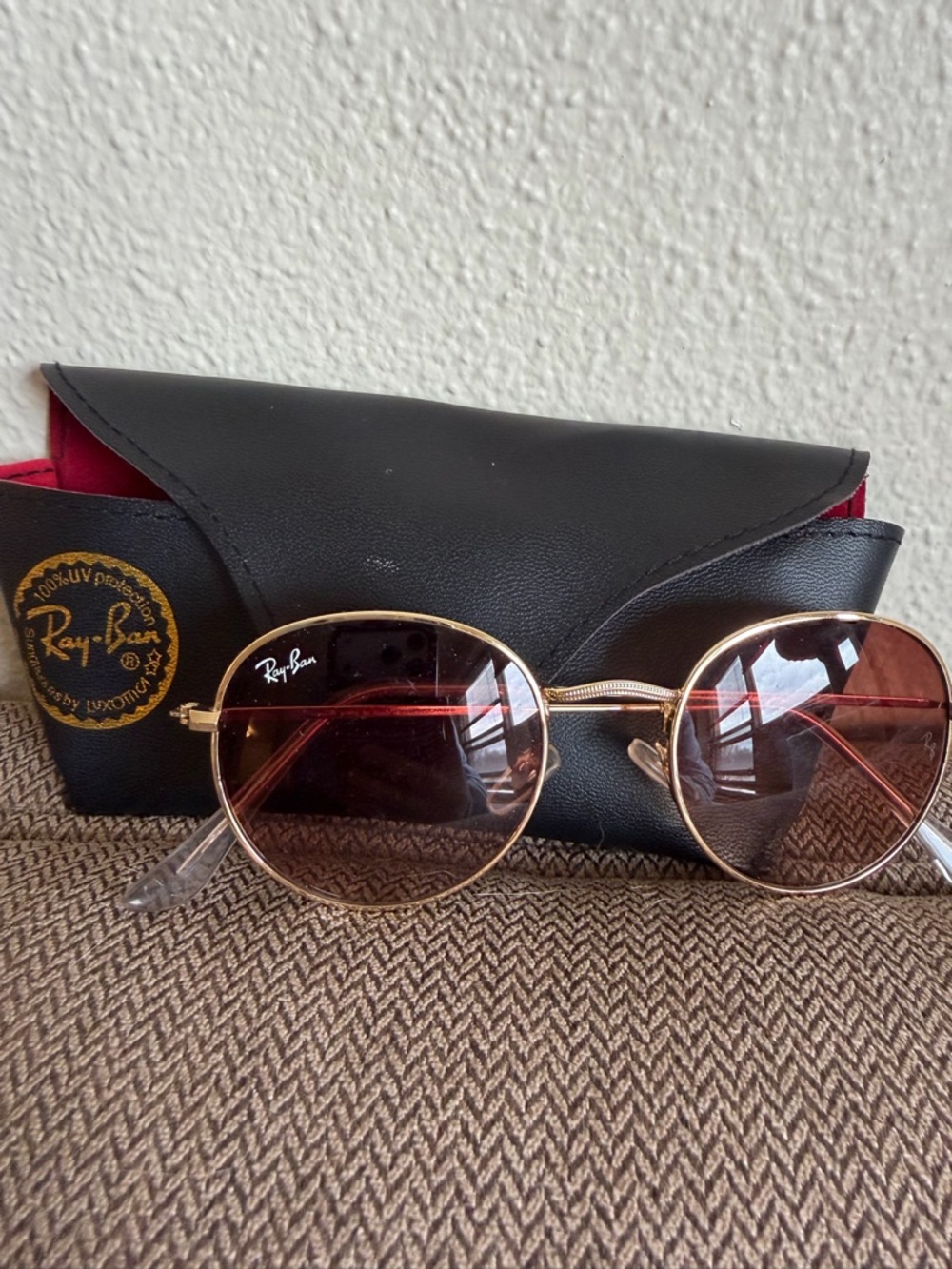 Women's Gold Frame Round Sunglasses with Brown Lenses